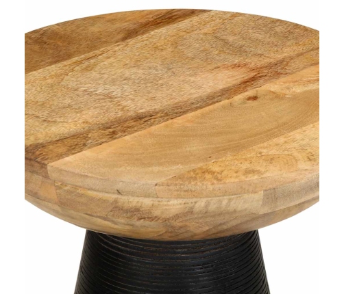 Mesa auxiliar madera maciza de mango negra Ø37x45 cm