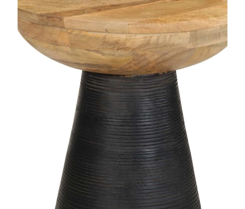 Mesa auxiliar madera maciza de mango negra Ø37x45 cm