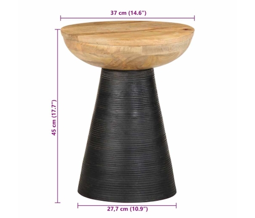 Mesa auxiliar madera maciza de mango negra Ø37x45 cm