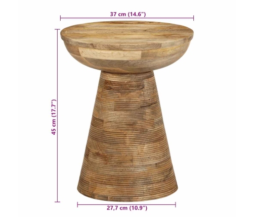 Mesa auxiliar madera maciza de mango Ø37x45 cm