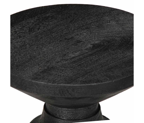 Mesa auxiliar madera maciza de mango negra Ø33x50 cm