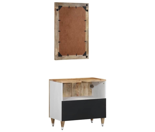 Conjunto de muebles de baño 2 piezas madera maciza de mango