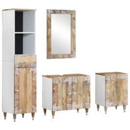 Conjunto de muebles de baño 4 piezas madera maciza de mango