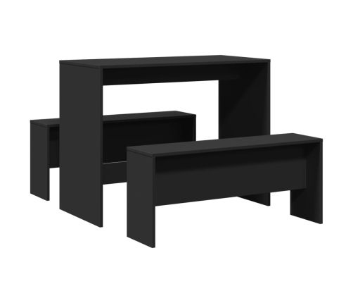 Set mesa y banco de comedor 3 pzas madera de ingeniería negro