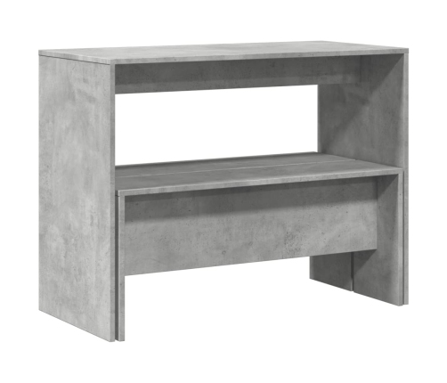 Mesa y bancos de comedor 3 pzas madera ingeniería gris hormigón