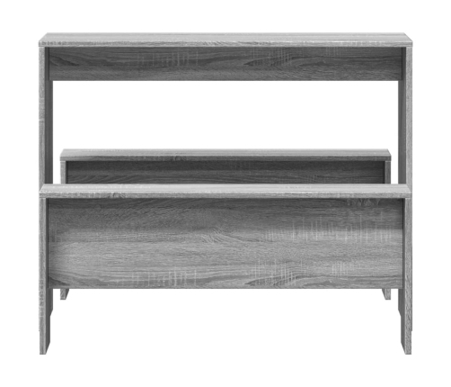 Mesa y bancos de comedor 3 piezas madera ingeniería gris Sonoma