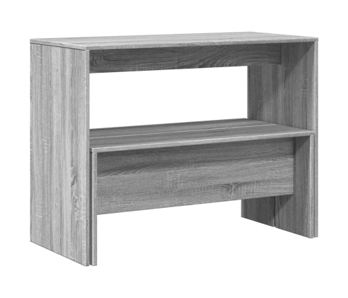 Mesa y bancos de comedor 3 piezas madera ingeniería gris Sonoma