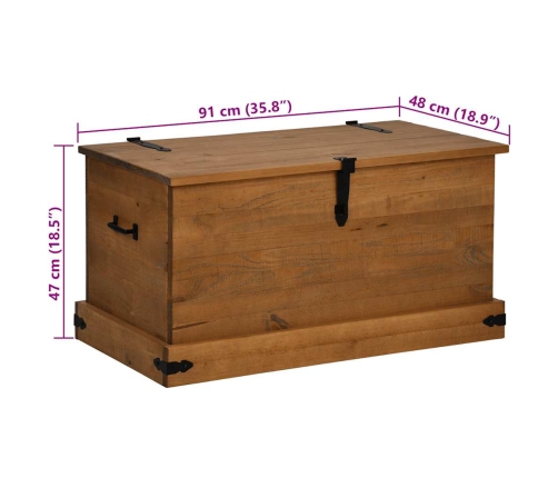 Baúl de almacenamiento HALDEN de madera maciza 91x48x47 cm