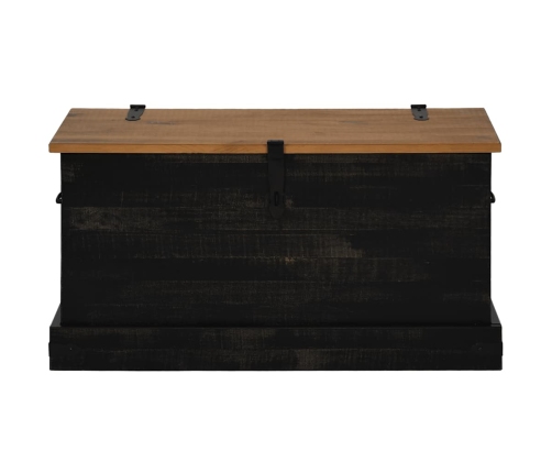 Baúl de almacenamiento HALDEN negro 91x48x47 cm madera maciza