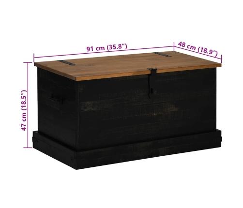 Baúl de almacenamiento HALDEN negro 91x48x47 cm madera maciza