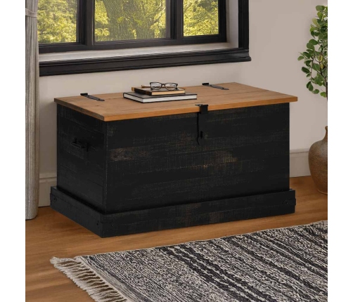 Baúl de almacenamiento HALDEN negro 91x48x47 cm madera maciza