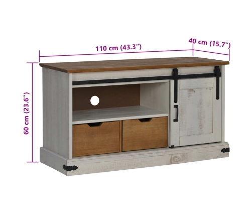 Mueble de TV HALDEN con puerta corredera blanco 110x40x60 cm