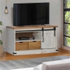 Mueble de TV HALDEN con puerta corredera blanco 110x40x60 cm