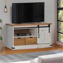 Mueble de TV HALDEN con puerta corredera blanco 110x40x60 cm