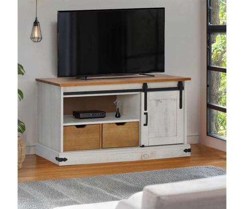 Mueble de TV HALDEN con puerta corredera blanco 110x40x60 cm