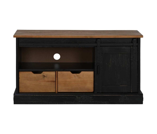 Mueble de TV HALDEN con puerta corredera negro 110x40x60 cm