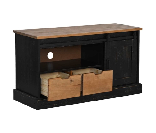 Mueble de TV HALDEN con puerta corredera negro 110x40x60 cm