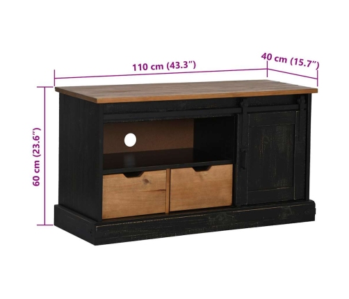 Mueble de TV HALDEN con puerta corredera negro 110x40x60 cm