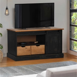 Mueble de TV HALDEN con puerta corredera negro 110x40x60 cm