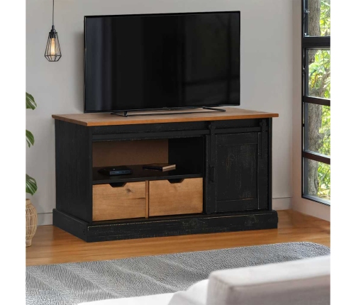 Mueble de TV HALDEN con puerta corredera negro 110x40x60 cm