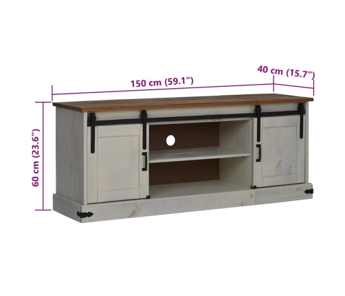 Mueble de TV HALDEN 2 puerta correderas blanco 150x40x60 cm