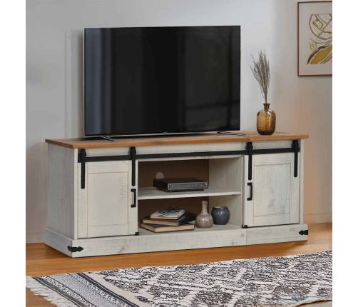 Mueble de TV HALDEN 2 puerta correderas blanco 150x40x60 cm