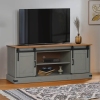 Mueble de TV HALDEN 2 puerta correderas gris 150x40x60 cm