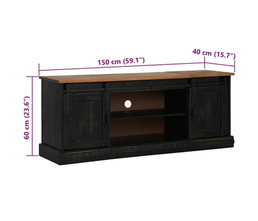 Mueble de TV HALDEN 2 puerta correderas negro 150x40x60 cm