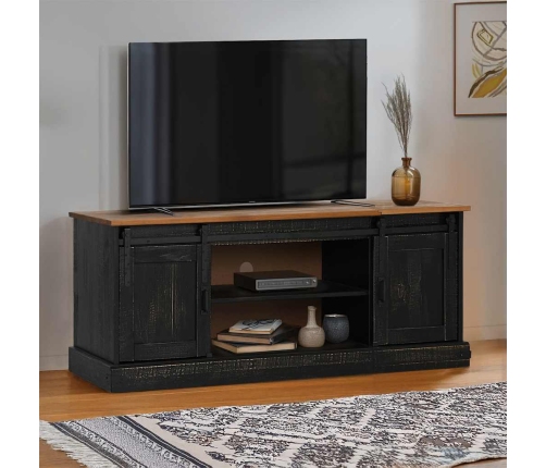 Mueble de TV HALDEN 2 puerta correderas negro 150x40x60 cm