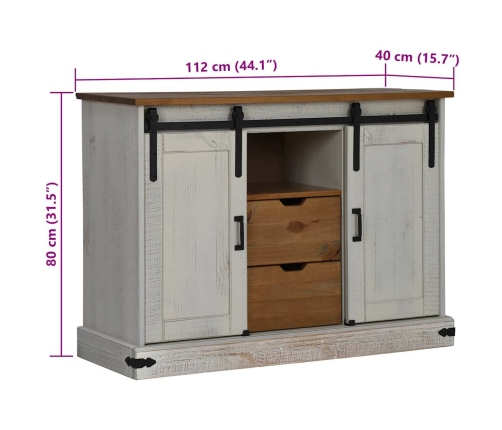 Aparador HALDEN 2 puertas correderas blanco 112x40x80 cm