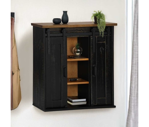 Armario colgante HALDEN 2 puerta correderas 75x22,5x70 cm negro