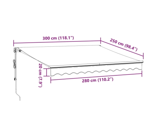 Toldo retráctil automático burdeos 300x250 cm