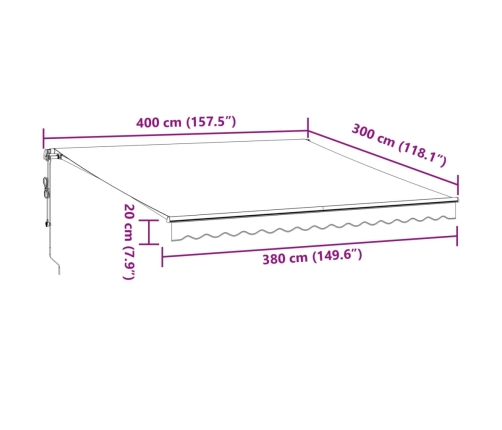 Toldo retráctil automático burdeos 400x300 cm