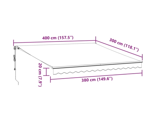Toldo retráctil automático marrón 400x300 cm