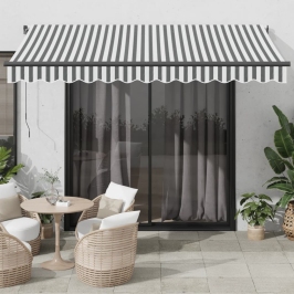 Toldo retráctil automático luz LED antracita blanco 350x250 cm