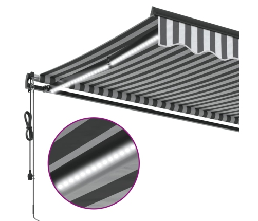 Toldo retráctil automático luz LED antracita blanco 350x250 cm