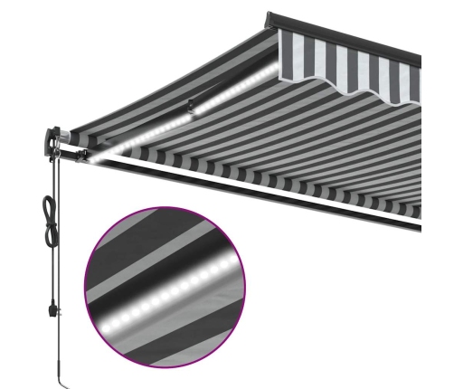 Toldo retráctil automático luces LED antracita blanco 600x300cm