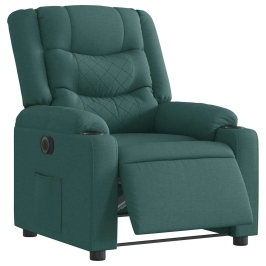 Sillón reclinable eléctrico tela verde oscuro