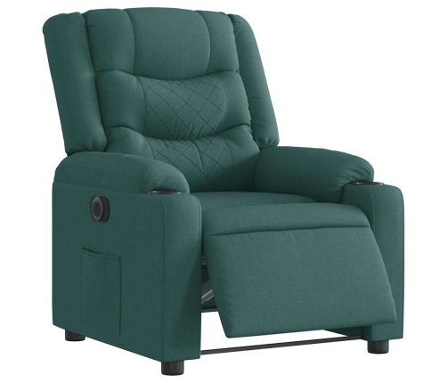 Sillón reclinable eléctrico tela verde oscuro