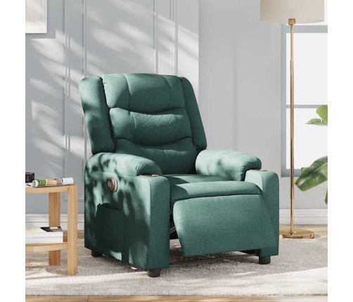 Sillón reclinable eléctrico tela verde oscuro