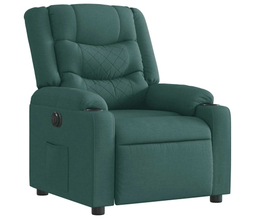 Sillón reclinable eléctrico tela verde oscuro