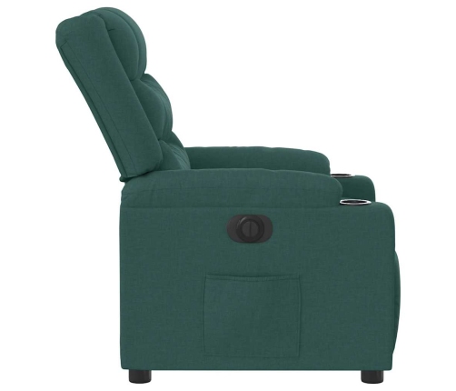 Sillón reclinable eléctrico tela verde oscuro