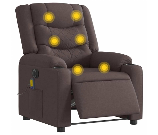 Sillón reclinable de masaje eléctrico tela marrón oscuro