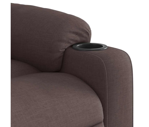 Sillón reclinable de masaje eléctrico tela marrón oscuro