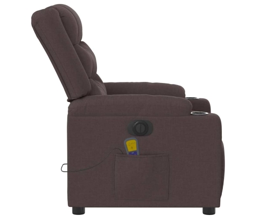 Sillón reclinable de masaje eléctrico tela marrón oscuro