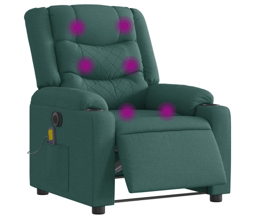 Sillón reclinable de masaje eléctrico tela verde oscuro