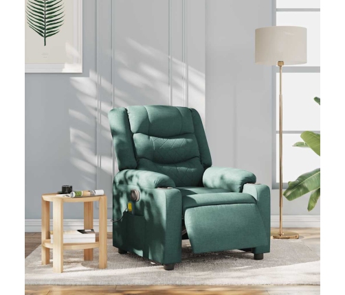 Sillón reclinable de masaje eléctrico tela verde oscuro