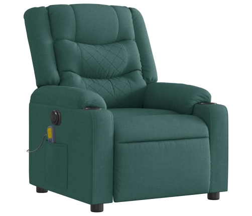 Sillón reclinable de masaje eléctrico tela verde oscuro