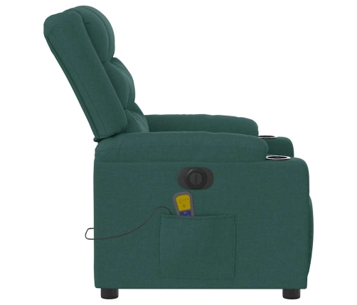 Sillón reclinable de masaje eléctrico tela verde oscuro