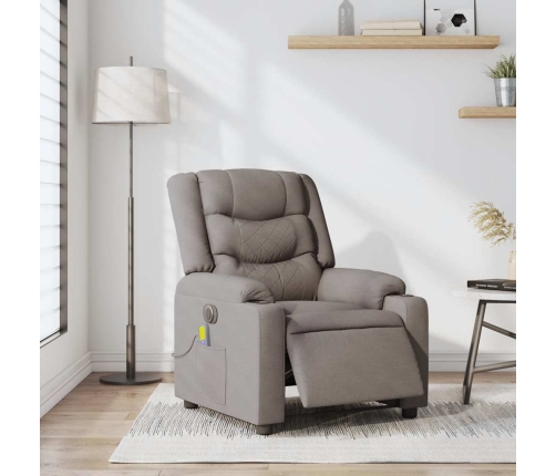 Sillón reclinable de masaje eléctrico tela gris taupe